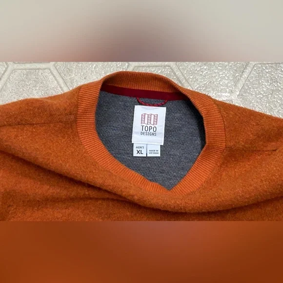 Men’s XL Topo Designs Technical Hybrid Wool Blend Crew Neck Sweater